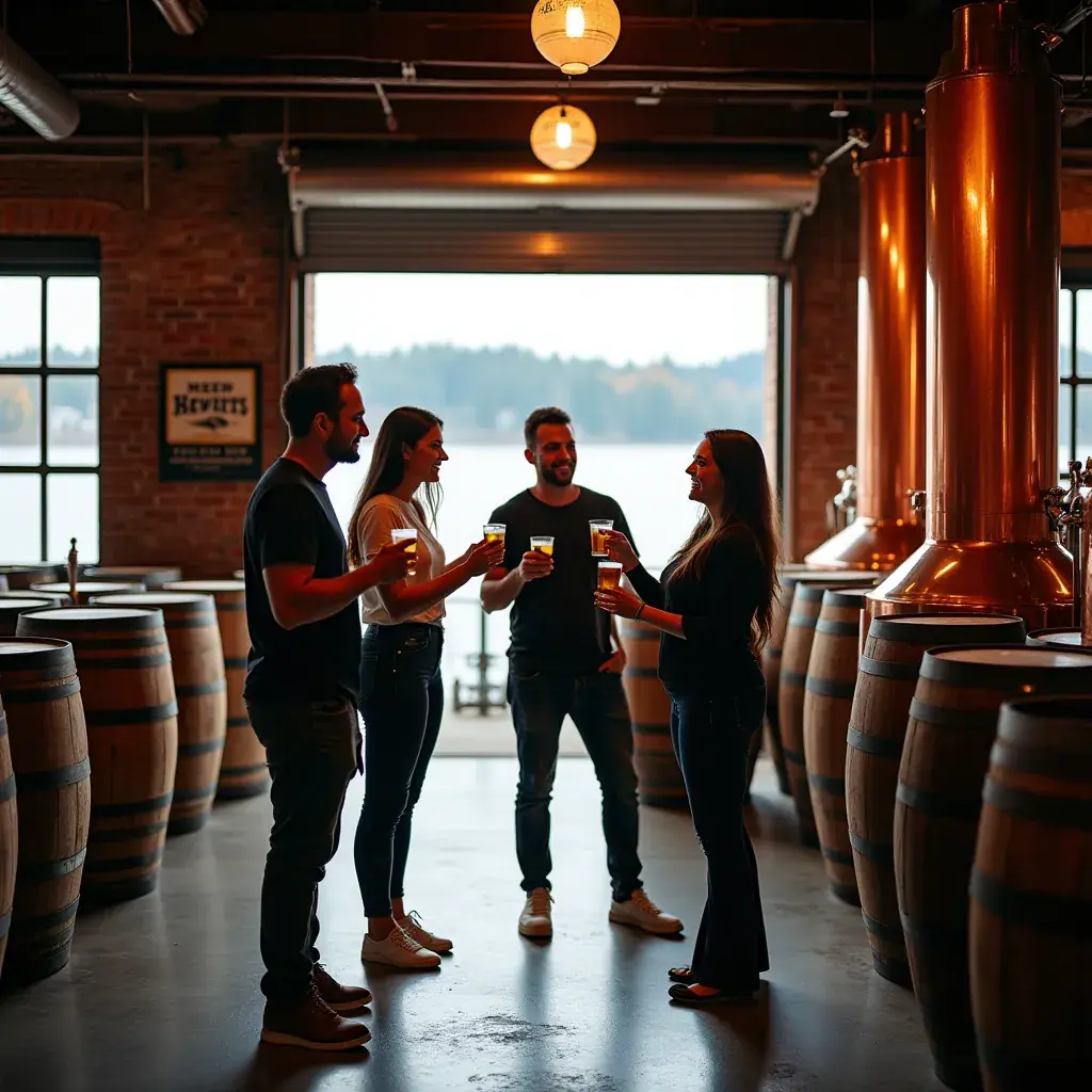 Люди делают селфи на фоне знаменитого моста в Портленде